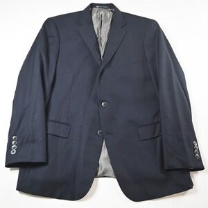 Hart Schaffner‎ Marx 44R Navy Blue 100% Wool USA Blazer Suit Jacket Sport Coat